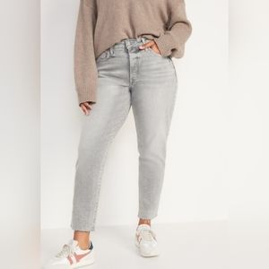 Women's old Navy og straight jeans size 10 NWT Highrise Button Fly GrayWash